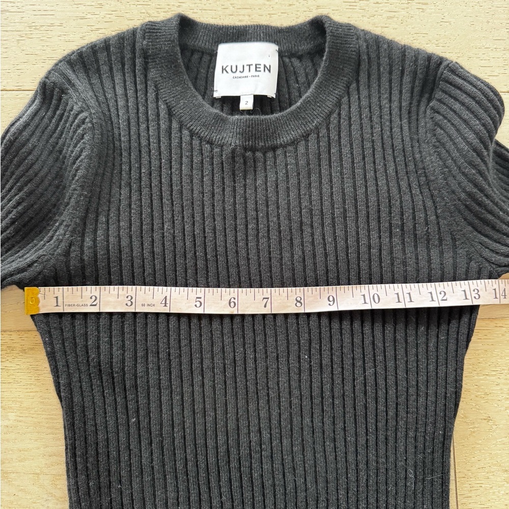 🇫🇷 Kujten Bibi 100% Cashmere black ribbed Knit long Sleeve Sweater pullover 2 - Picture 9 of 10